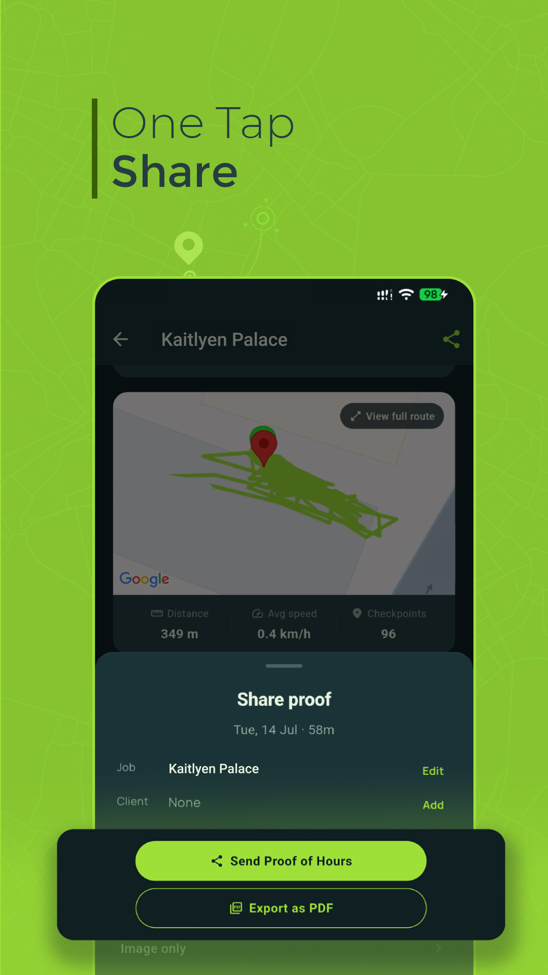 One-tap share with managers or admin